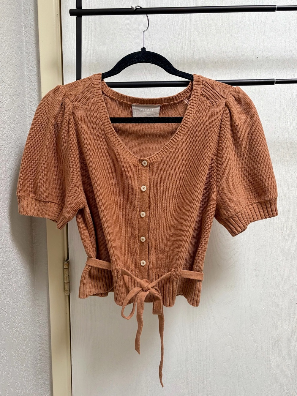 Everlane Puffy Sleeve Sweater in Tawny Brown Size Medium - Picture 2 of 7